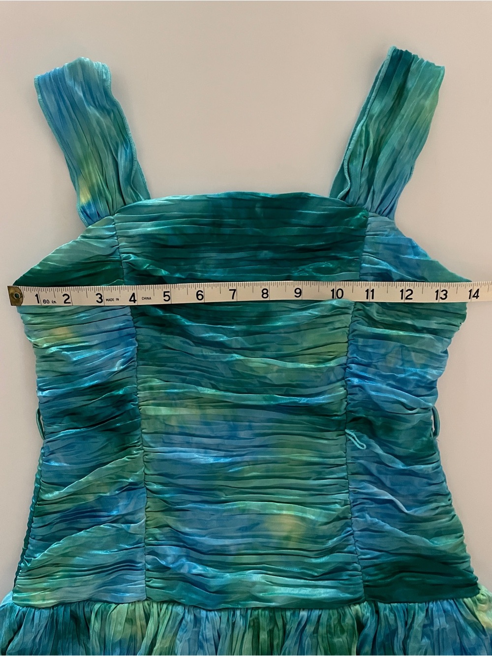 My Michelle Blue Green Ruched Tiered Party Dress Size 12 - Picture 7 of 9
